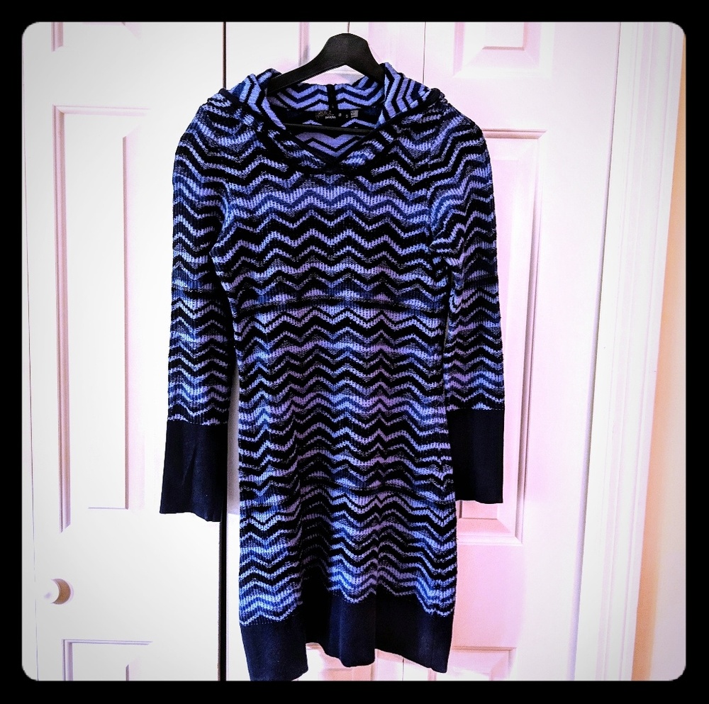 Prana blue striped knit long sleeve comfy dress S